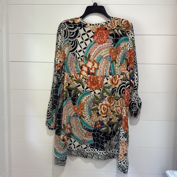 Johnny Was Sunlight Habitai Printed Tunic Top Blouse Multicolor Button Up Small - Picture 10 of 11